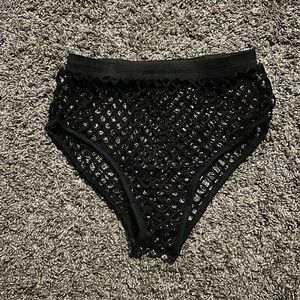 Black Fishnet High-Waisted Shorts